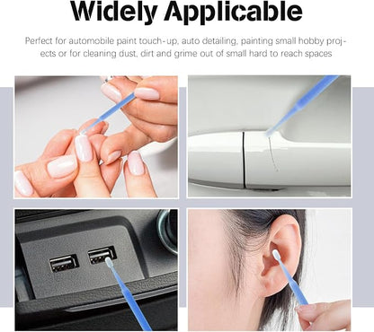Saihisday 2.5mm Precision Micro Brushes - 100PCs Disposable Applicators for Automotive Detailing & Crafts (Non-Chemical Tool)
