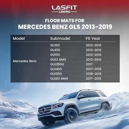 LASFIT Cargo Mat & Backrest Mats Fits for Mercedes Benz GLS 2017-2019 350d / 450/550 / 63 AMG, GL 2013-2016 350/450 / 550/63 AMG, All Weather TPE Trunk Mat for GL&GLS Cargo Liner with Seatback