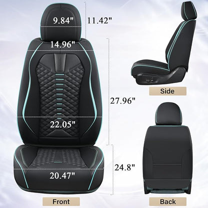 Coverado Seat Covers, Car Seat Cover Front Seats, 2 Pack Universal Seat Covers for Cars, Nappa Leather Waterproof Seat Cover, Car Seat Protectors, Front Seat Cover Fit for Most Cars, Black&Blue