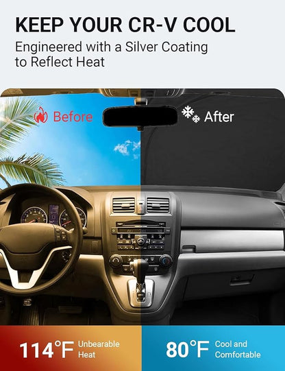 Proadsy 2026 Upgrade Front Windshield Sun Shade Foldable Sunshade Protector Custom Fit 2007–2011 CR-V Accessories