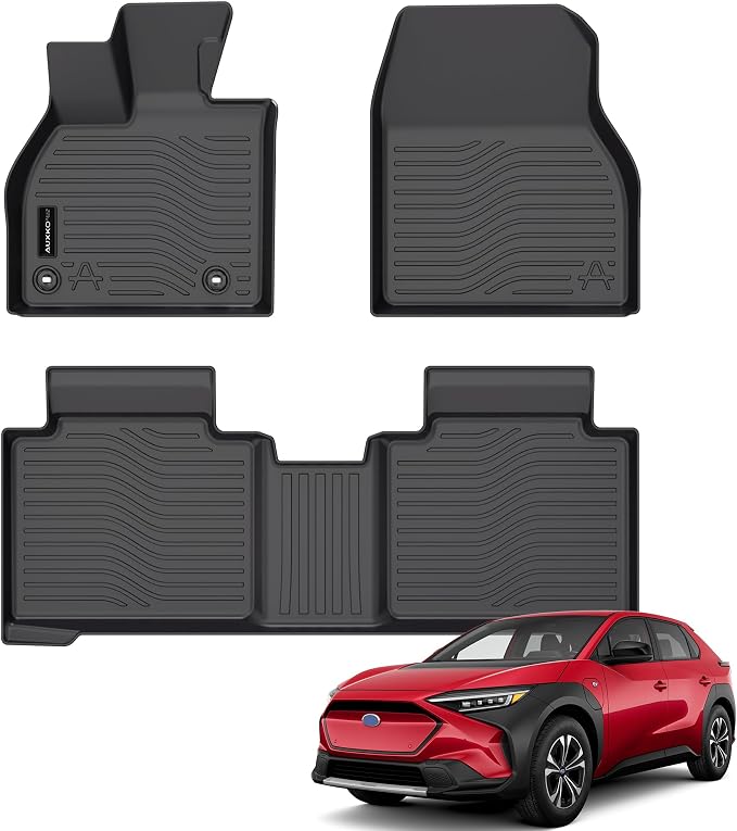 All Weather Floor Mats Fit for Subaru Solterra 2026 2025 2024 2023 Toyota bZ4X 2025 2024 & BZ 2026 TPE Rubber Liners Accessories All Season Guard Odorless Anti-Slip Floor Mats