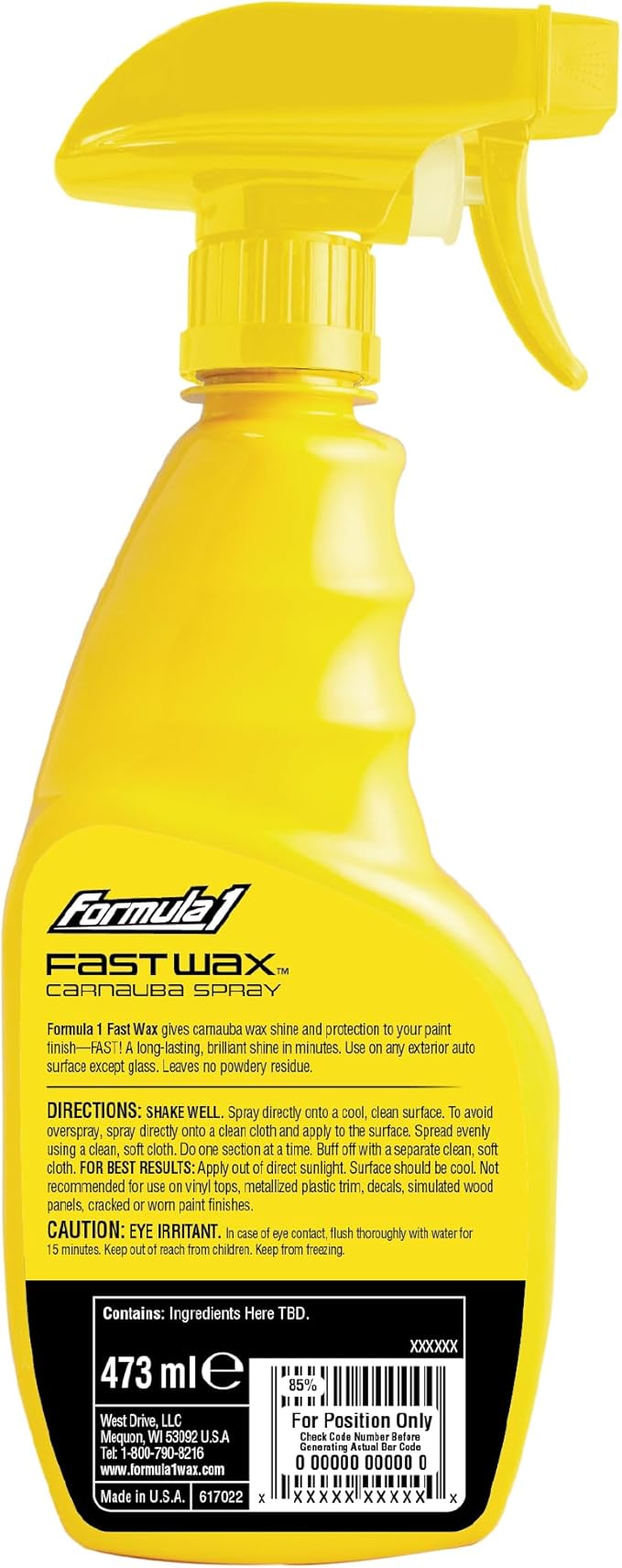Formula 1 Fast Wax Carnauba Detailing Spray – Car Wax for Natural Gloss – Easy to Use Exterior Detailing Supplies for All Paint Finishes (16 ounce)
