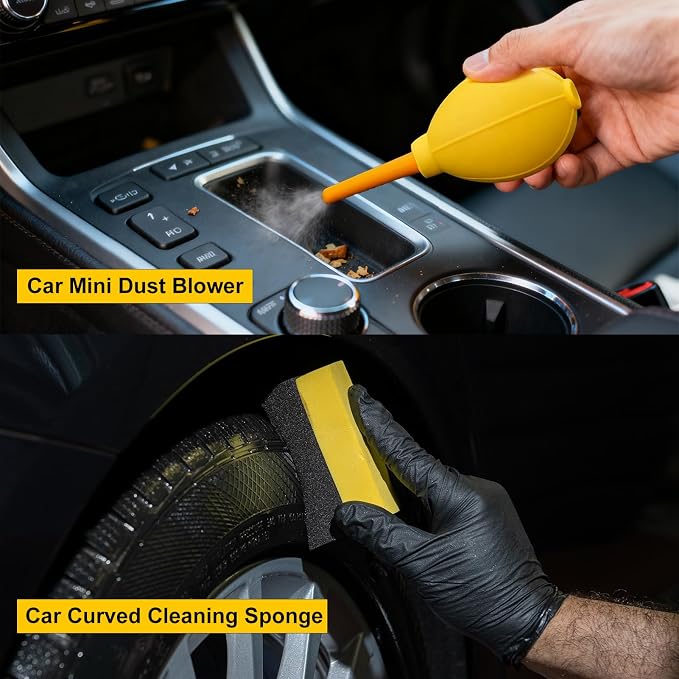 10PCS Car Detailing Brush Kit, All-in-One Interior Exterior Auto Detailing Brushes Set, Durable Ultra Soft Boars Hair Car Detail Brush, Car Cleaning Brush with Storage Bag & Car Drying Towel