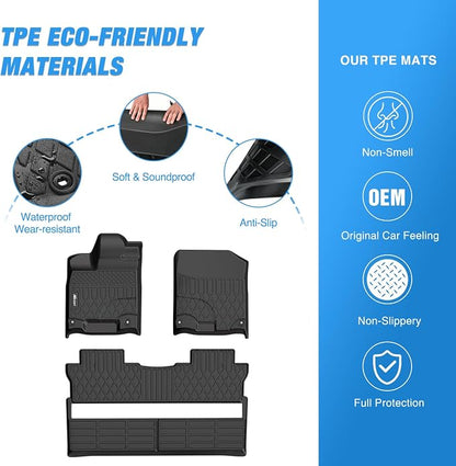 Nilight TPE Floor Mats for Honda Ridgeline Crew Cab 2017 2018 2019 2020 2021 2022 2023 2024 2025 2026 All Weather Custom Fit Heavy Duty Floor Liners