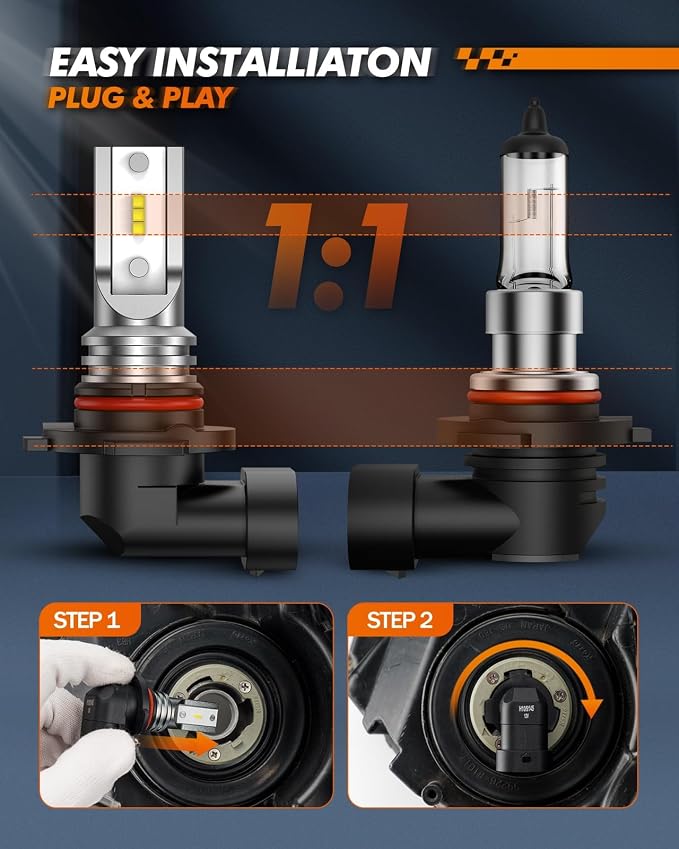 SEALIGHT 9145 H10 LED Fog Light Bulbs, 400% Brighter 6500K White 1:1 Mini Size H10 LED Fog Lights, Strong Penetration 9145 9140 Fog Light Bulb, Pack of 2