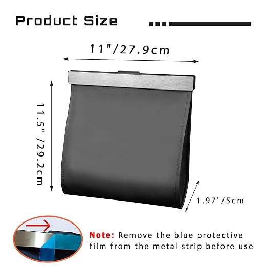 COZILO Leather Car Trash Can with Smart LED Light & Magnetic Closure,Leak-Proof, Odor-Lock Car Garbage Can for Any Cars, Sedans, SUVs, Trucks, Black