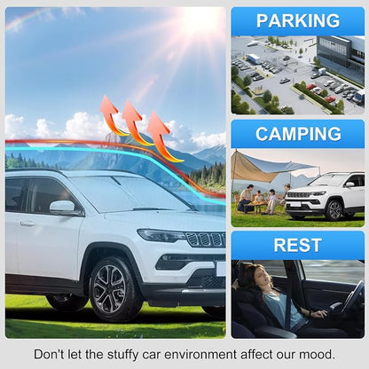Windshield Sun Shade Sunshade for Jeep Compass 2017-2026 | Custom Fit Windshield Cover, Blocks UV Rays, Double-Layer Heat Shield, Durable Frame, Easy Fold & Storage
