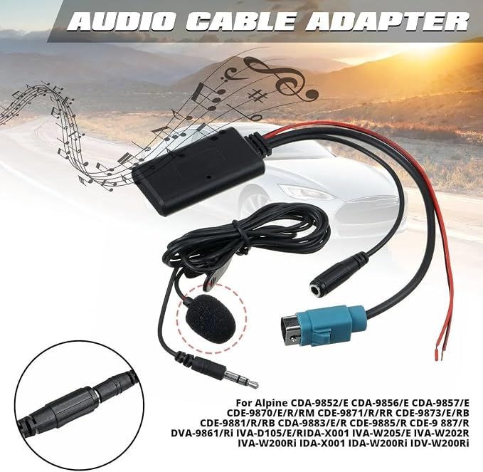 Car Radio KCE-236B 9870 9872 Stereo Bluetooth Adapter AUX-in Audio Adapter for Alpine KCE-236B