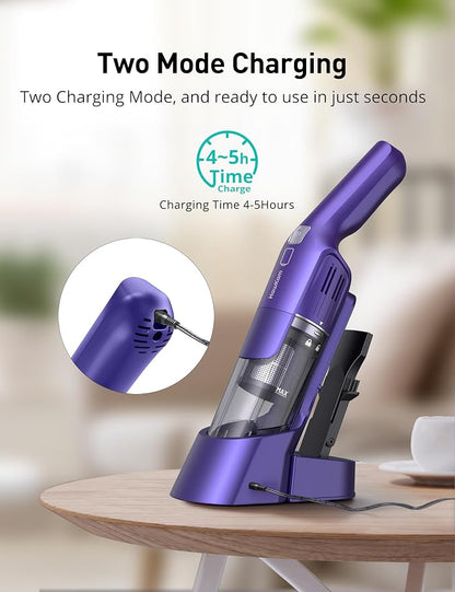 Handheld Vacuum Cordless, 24KPA Powerful, Rechargeable, Charging Dock, Ergonomic Handle, 2-in-1 Crevice Tool, 1.8lb Portable Vacuum Cleaner with 2-Speed for Car, Portable Car & Pet Hair Vacuum