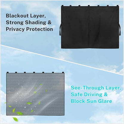 Car Window Shades, Double Layers Magnetic Car Sun Shade for Baby, Blackout/See Through Back Side Window Covers, Auto Window Curtains for UV Protection