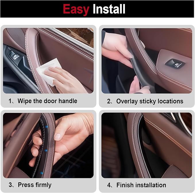 2PCS Carbon Fiber Pattern Driver and Passenger Side Door Pull Handle Covers Compatible with X3 F25 2010-2016 X4 F26 2014-2017 Left and Right Side Handle Interior Pull Handle