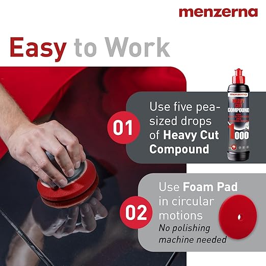 menzerna Deep Scratch Remover Kit I Car polishing Set with Menzerna Heavy Cut 1000 (8oz) and 6 Inch Polishing Pad I Deep Scratch Remover Kit for All Types of Vehicles