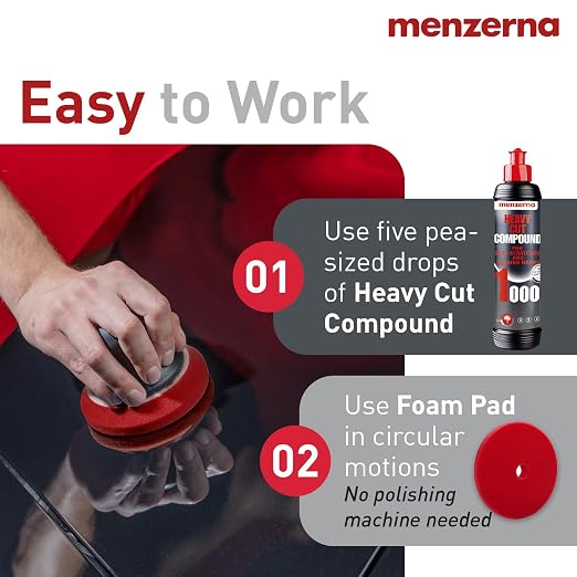 menzerna Deep Scratch Remover Kit I Car polishing Set with Menzerna Heavy Cut 1000 (16oz) and 6 Inch Polishing Pad I Deep Scratch Remover Kit for All Types of Vehicles