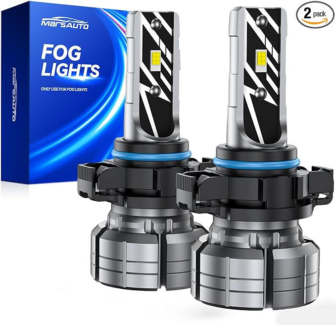 Marsauto 5201/5202 LED Fog Light Bulbs, 14,000LM 6500K White 5202 LED Bulbs, 70000HRS Lifespan 5201 PS24W Fog Lights for Trucks, SUV, Non-polarity Play and Plug, Pack of 2