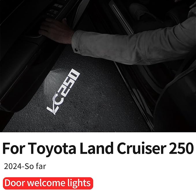 2 Pack Car Door Light Logo Projection Lamp for 2024 2025 2026 Toyota Land Cruiser 1958 250 Lc250 First Edition No Fade HD LED Car Welcome Projection Lamp, Ambient Foot Light (2 Pieces)