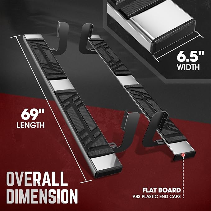 DNA Motoring 6.5" Flat Running Boards Side Step Nerf Rails Bars Compatible with 99-16 Ford F250SD F350SD F450SD Standard Cab, STEPB-U-F25099-T1-S