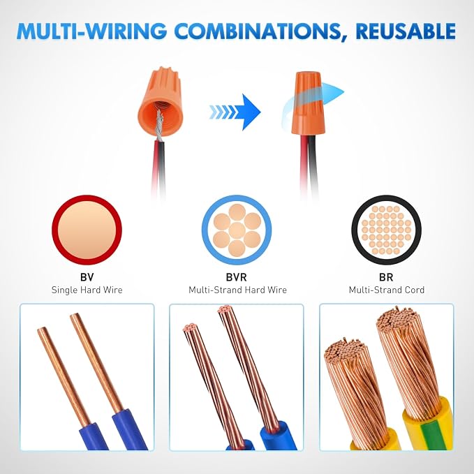 Nilight 120PCS Orange Wire Connectors Kit 18-16 AWG Electric Wire Caps Insulating Insert Twist Electrical Wire Terminal with Spring for Connect Electrical Wiring Automotive Car Truck Boats Marine