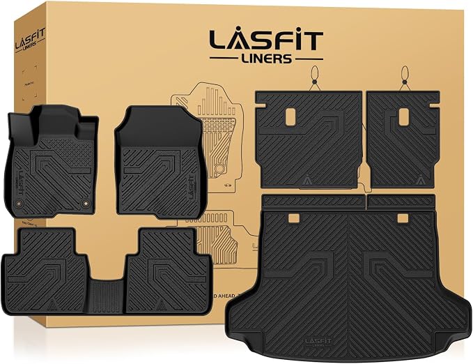LASFIT Floor Mats & Cargo Mat with Backrest Mat for Honda HRV 2027 2026 2025 2024 2023 Sport/LX/EX-L & for Acura ADX 2025-2026, All Weather TPE Custom Fit HR-V Floor Liner Accessories Full Set