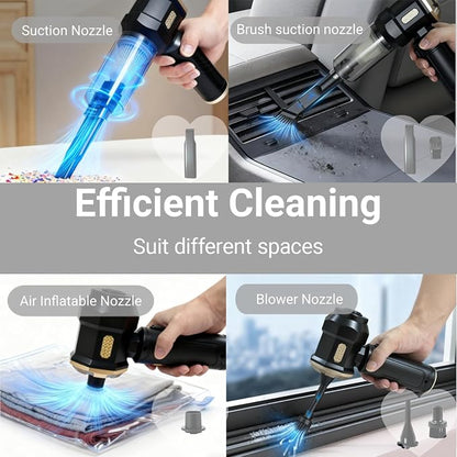 Handheld Car Vacuum Cleaner, 16000Pa Vacuum Cleaner and Air Duster, Portable Cordless Hand Held Vacuum with Brushless Motor and Multi-Nozzles for Car, Home, Office, Pet