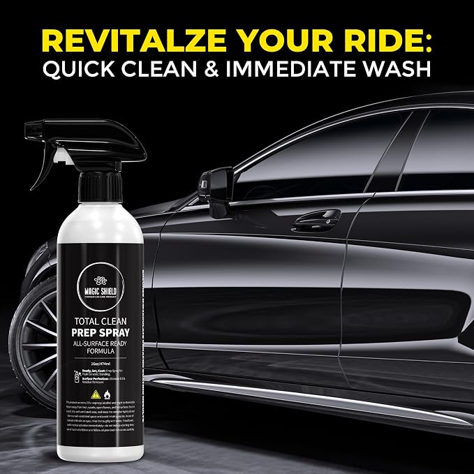 Magic Shield Prep Spray – Must Wash After Use | Ideal for Ceramic Coating Prep | Wax & Grease Remover for Auto Detailing | Ultimate Surface Cleaner - 16oz