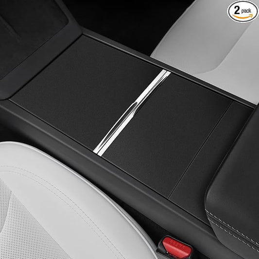 Farmogo Center Console Carbon Kit for Tesla Model Y Juniper 2025-2026 & Model 3 Highland 2024-2026 Accessories 3PCS Center Console Cover Interior Decoration Wrap Kit (Black)