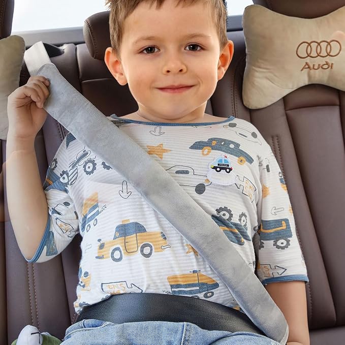 Extra Long Seatbelt Covers Soft Furry for Adults Kids Women & Men,Seat Belt Cover Pad Strap Wrap Decoration，Shoulder Pad Protector, Auto Interior Accessories (1PC Gray, 25.5in)