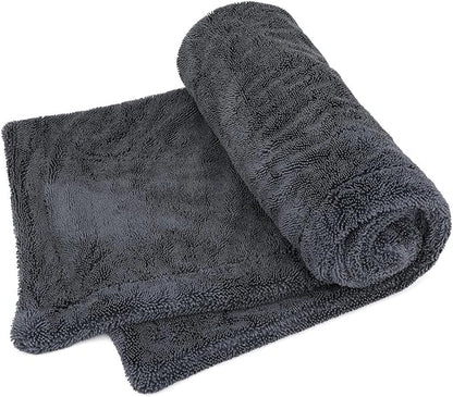 1200GSM Microfiber Car Drying Towel, Double-Twist Loop, Ultra-Absorbent, Quick-Dry, Lint- & Streak-Free, Scratch-Safe, for Car Wash & Detailing (1 Pack) (Dark Grey, 24" x 36")