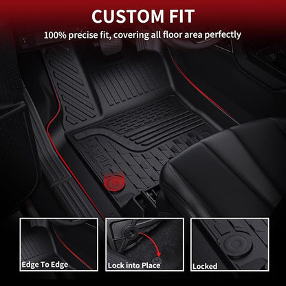 LASFIT Floor Mats for Dodge Ram 1500 2013-2018 & 1500 Classic 2019-2024 Quad Cab Bench Seat(Not for Bucket Seat & Vinyl Flooring), All Weather TPE Custom Fit Car Mats Floor Liners 1st Row Only, Black
