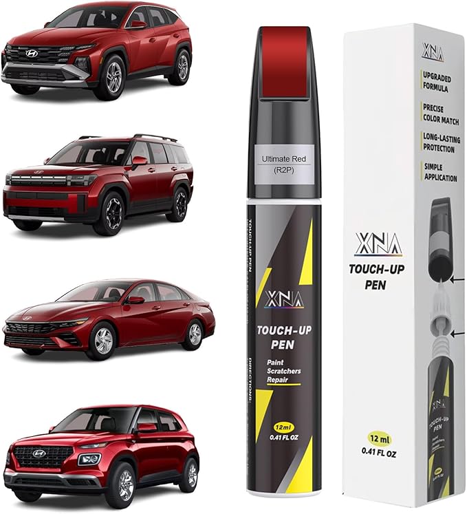 XNA Ultimate Red(R2P) for Hyundai Touch Up Paint, Car Scratch Remover for Nicks and Chips Repair, 2-In-1 Quick & Easy Fix Car Scratch Repair Kit with Exact Color-Matched
