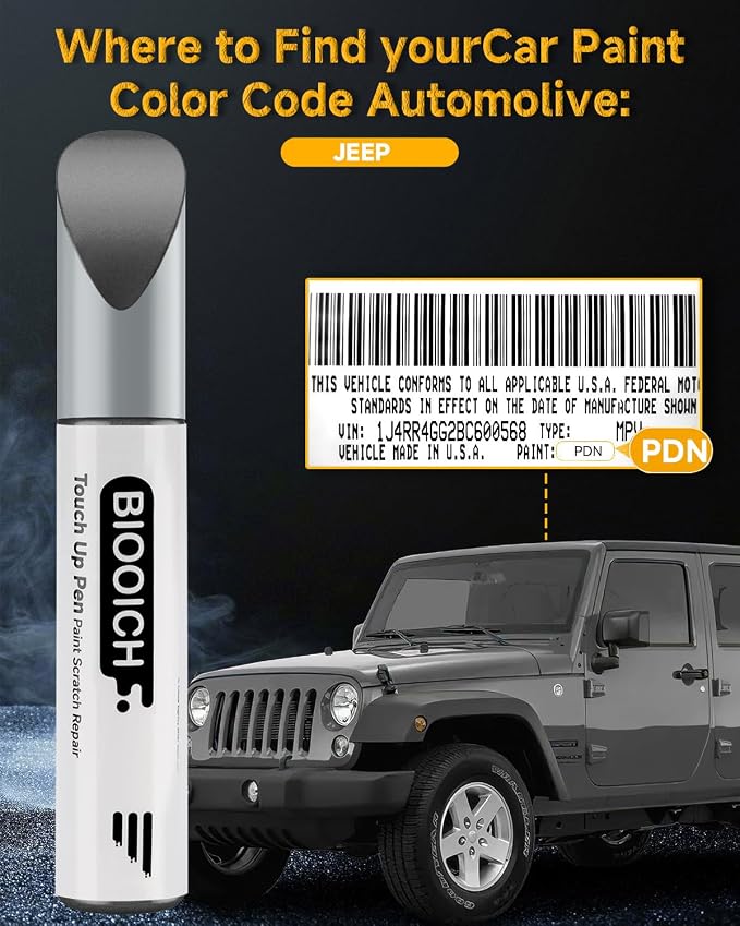 Touch Up Paint Pen Exact Color Match Car Chip and Scratch Repair (for Jeep, Sting Gray(PDN))