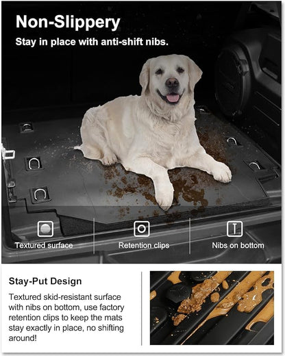 KIWI MASTER Cargo Mat for 2018-2026 Jeep Wrangler JL 4-Door, Custom Fit All Weather Rear Cargo Liner, Heavy Duty TPE Tray Trunk Mat, Black
