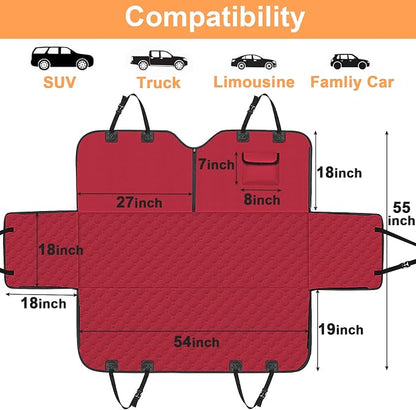 Mancro Dog Car Seat Cover for Back Seat, 2026 Upgraded 600D Heavy Duty Waterproof & Scratch-Resistant Dog Hammock for Car, Back Seat Pet Cover for Dogs with Sedan, Trucks and SUVs, Standard, Red