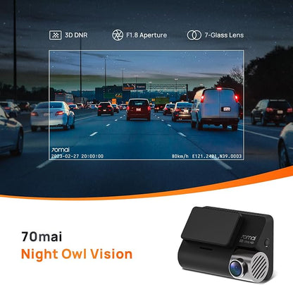 【A800S+UP02 Hardwire Kit】 70mai 4K Dash Cam A800S, Front and Rear, Super Night Vision with Sony IMX415, 3'' IPS LCD, Built in GPS, 70mai Hardwire Kit, Parking Mode, ADAS, Loop Recording