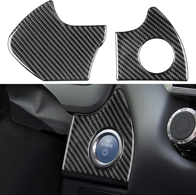 NVCNX Real Premium Carbon Fiber for Toyota Tundra 2022-2026 / Sequoia 2023-2026 2024 2025 Car Dash Push Engine Start Button Panel Cover Interior Trim Accessories Thick Overlay Sticker Decal 2PCs
