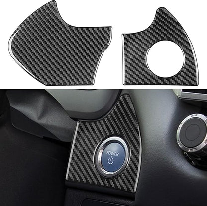 NVCNX Real Premium Carbon Fiber for Toyota Tundra 2022-2026 / Sequoia 2023-2026 2024 2025 Car Dash Push Engine Start Button Panel Cover Interior Trim Accessories Thick Overlay Sticker Decal 2PCs