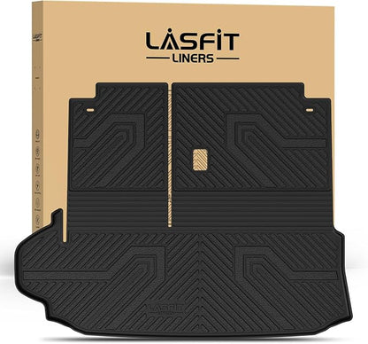 LASFIT Cargo Mat for Toyota Highlander 2026-2020, All Weather TPE Custom Fit Cargo Liner for Highlander Accessories, 2025 Highlander Trunk&Backrest Mats(Fit Without Subwoofer, Fit 7&8 Seats)
