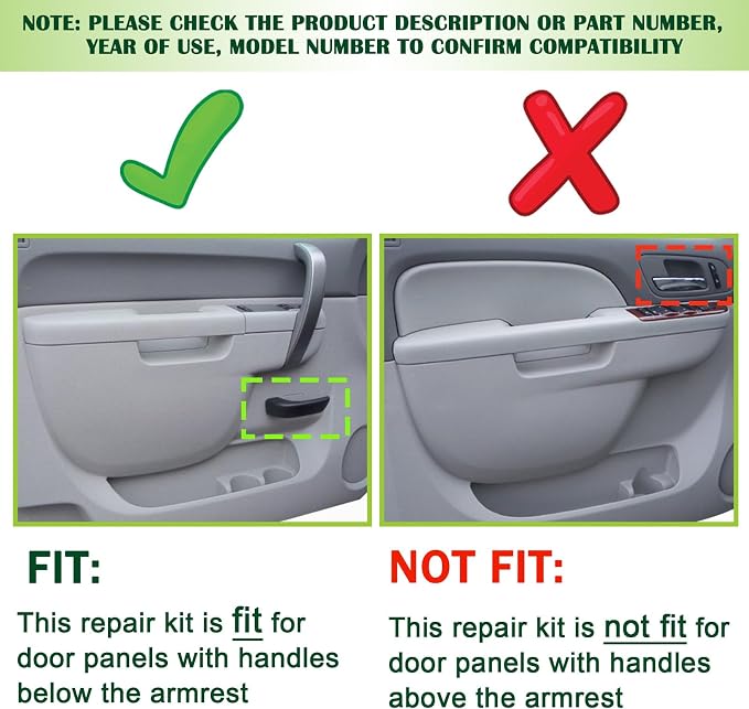Upgraded Door Armrest Repair Kit Left Driver & Right Passenger Side Door Panel Handle Tan Compatible with 2010-2014 Chevy Silverado GMC Sierra 1500 2500HD 3500HD Replaces 22818467 22818472