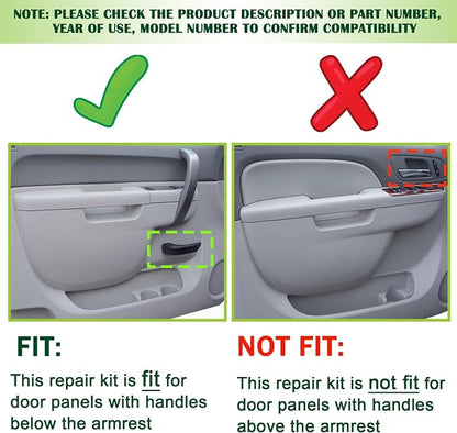 Upgraded Door Armrest Repair Kit Left Driver & Right Passenger Side Door Panel Handle Tan Compatible with 2010-2014 Chevy Silverado GMC Sierra 1500 2500HD 3500HD Replaces 22818467 22818472