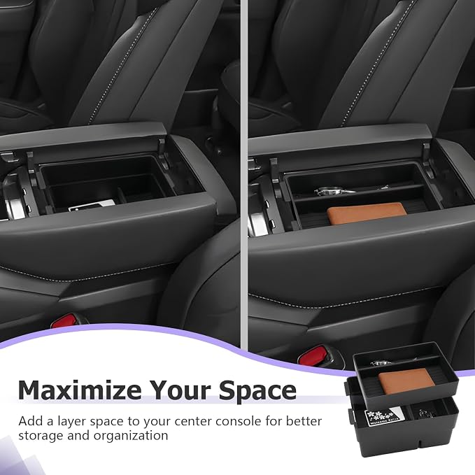 LUWU 2025 2026 Lexus TX Center Console Organizer 2-Pack for 2024 2025 2026 Lexus TX 350/500h/550h+ Accessories Armrest Console Storage Box Glove Organizer Tray ABS Material Black