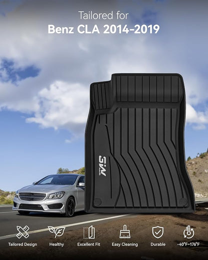 3W Floor Mats for Mercedes Benz CLA 2014-2019 & GLA 2015-2020, 250/45 AMG TPE All Weather Custom Fit Floor Liner for Benz CLA GLA 1st and 2nd Row Car Mats