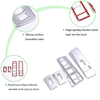 Inner Window Switch Panel Cover for Hummer H2 2003-2007,Window Lift Switch Cover Interior Button Trim Kit,1 Set of 4,Interior Accessories (Silver)
