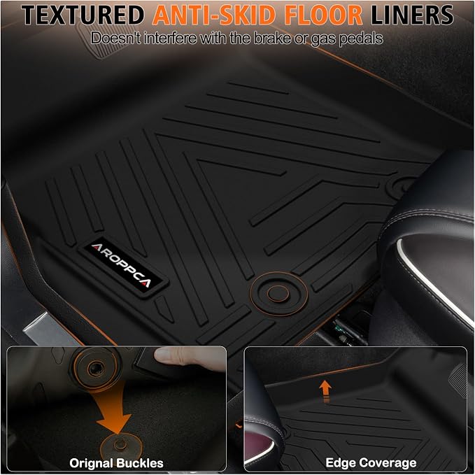 All Weather Floor Mats for 2010-2014 Ford F150 SuperCrew/Crew Cab with 1st Row Bucket Seat, TPE Rubber Floor Liners Anti-Slip Full Set Automotive Mats for 2014 F150 Accessories