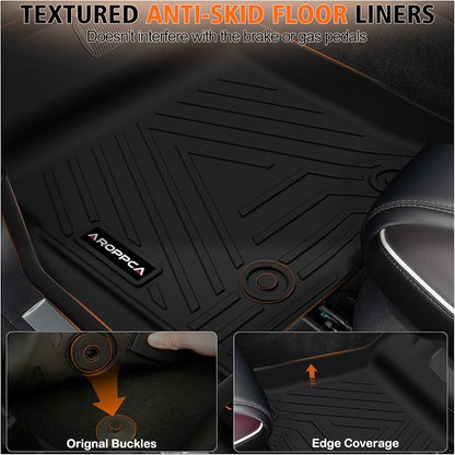 All Weather Floor Mats for 2010-2014 Ford F150 SuperCrew/Crew Cab with 1st Row Bucket Seat, TPE Rubber Floor Liners Anti-Slip Full Set Automotive Mats for 2014 F150 Accessories