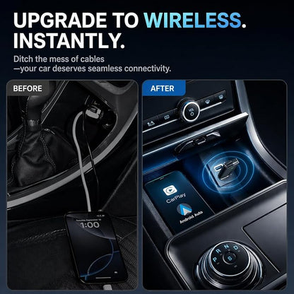Wireless CarPlay Adapter– Android Auto Wireless Adapter, 5.8GHz Wi-Fi Plug & Play,Mini and Stable iOS 10+/Android 10+, Fast Auto-Connect for Cars 2016+ (1Pcs)