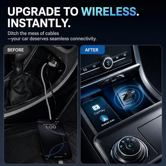 Wireless CarPlay Adapter– Android Auto Wireless Adapter, 5.8GHz Wi-Fi Plug & Play,Mini and Stable iOS 10+/Android 10+, Fast Auto-Connect for Cars 2016+ (1Pcs)