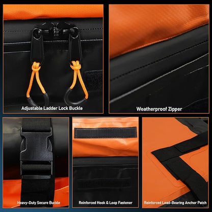 21 Cubic Feet Rooftop Cargo Carrier Bag, Waterproof Heavy Duty Car Roof Bag for SUV Pickup Truck with/Without Roof Racks, Travel Camping Roof Top Luggage Storage with Anti-Slip Mat (Black Orange)