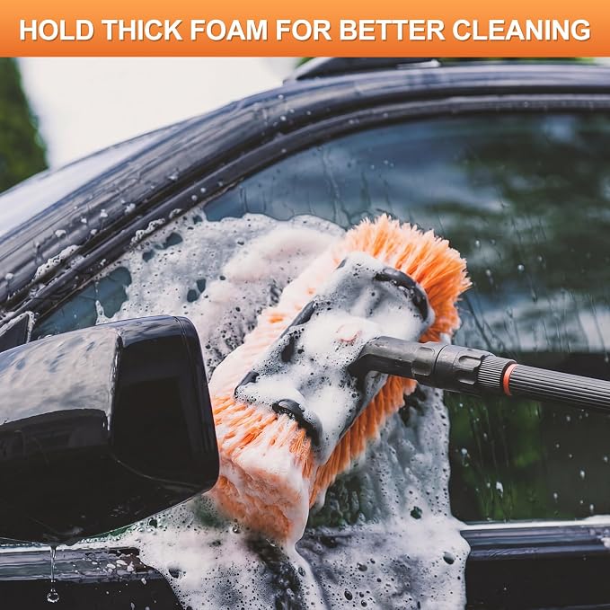 Tanlade 2 Pcs Car Wash Brush Head with Soft Detailing Bristle Flow Thru Car Cleaning Brush Exterior Wash Equipment for Auto Truck RV Boat Camper(12 Inch,Orange)