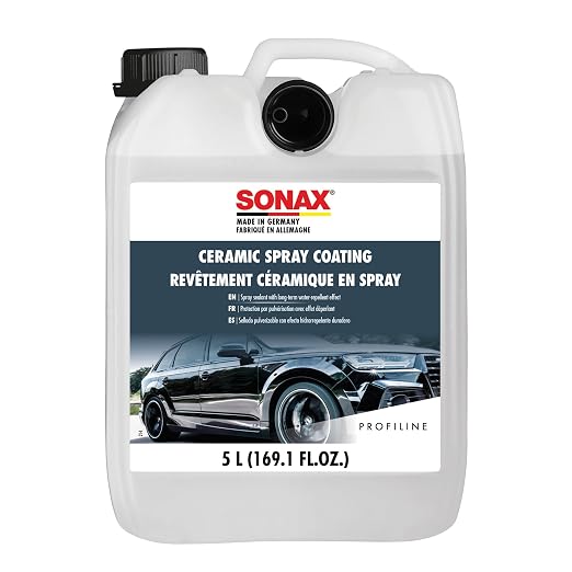 SONAX Ceramic Spray Coating | Si-Carbon Technology for Mirror-Like Shine & Hydrophobic Protection | Easy-to-Apply, Long-Lasting Formula | Refreshes Existing Ceramic Sealants | 257500 | 5L