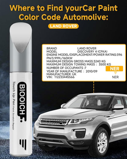 Touch Up Paint Pen Exact Color Match Car Chip and Scratch Repair (for Land Rover, Fuji White(LRC867/NER))