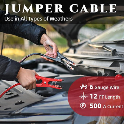 Car Emergency Kit,Roadside Emergency Car Kit for Vehicles,with Portable Air Compressor,Jumper Cable for Women,Men,Teen